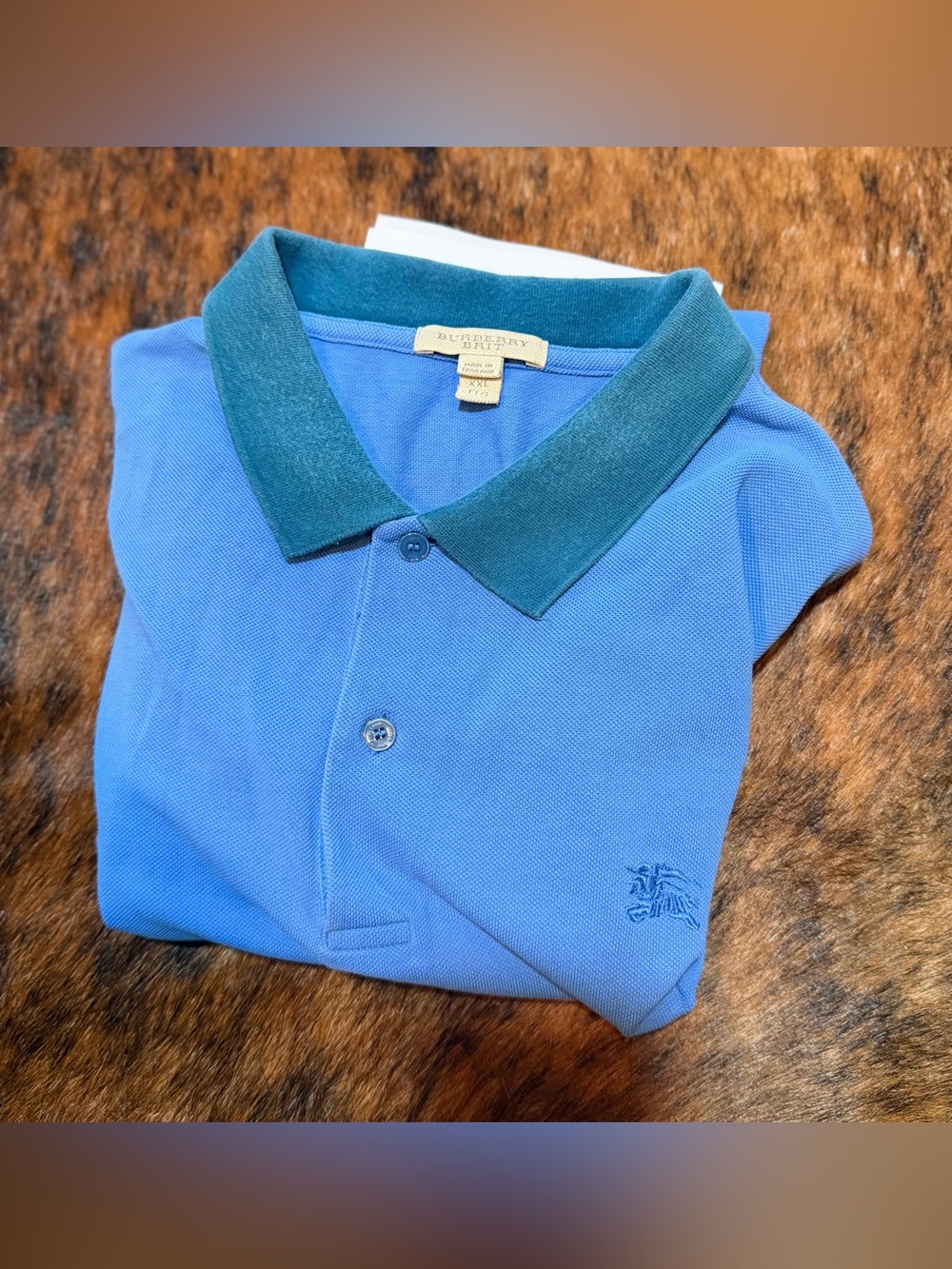 Men Burberry Polo Shirt Casual Pullover Gravenhurst Bright Hydrangea Size XXL - Picture 12 of 12